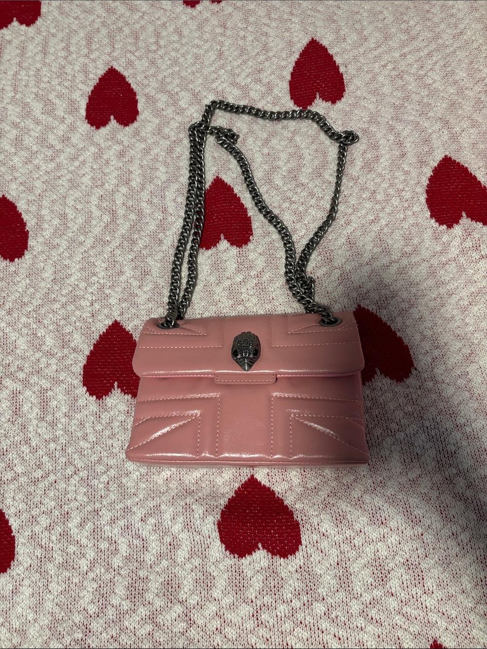 Kurt Geiger Pink Quilted Crossbody with Gunmetal Chain